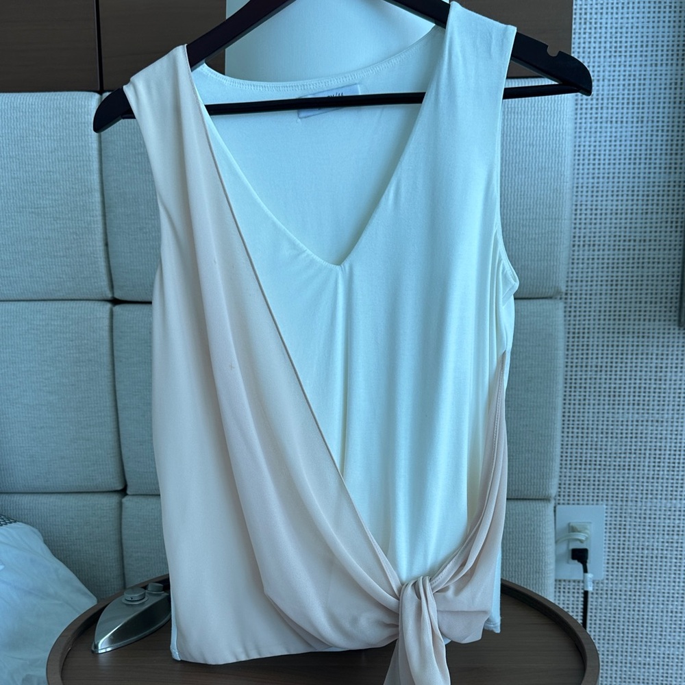Bailey 44 Two-Tone Tie-Front Sleeveless Camisole - Cream & Beige